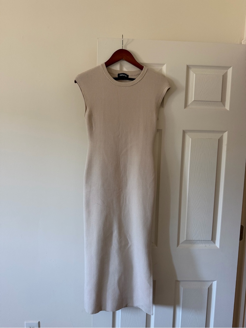 Express Cream Sleeveless Knit Maxi Dress
